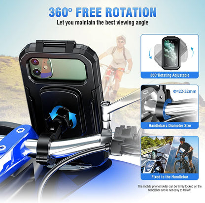 KIHO™ 360° Bicycle Motor Bike Waterproof Phone Case Mount Holder