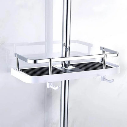 Shower rod storage shelf