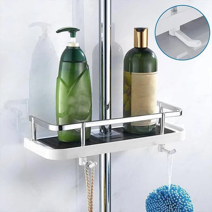 Shower rod storage shelf