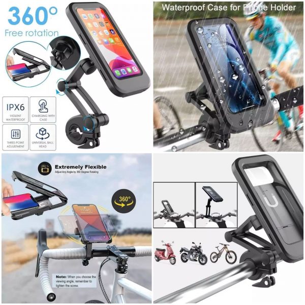 KIHO™ 360° Bicycle Motor Bike Waterproof Phone Case Mount Holder