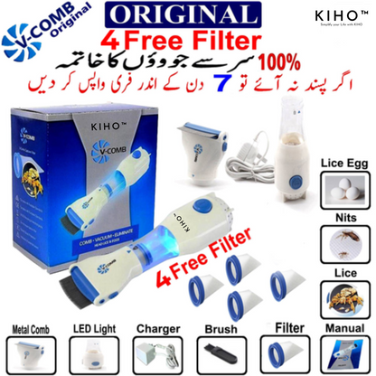 KIHO™ V Comb Head Lice Machine With 4 Filter 💇