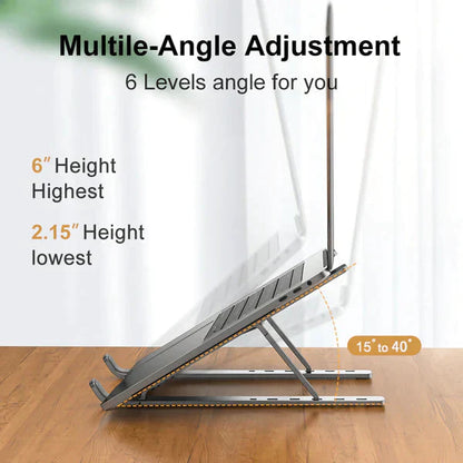 Folding Adjustable Aluminum Laptop Stand + FREE POUCH