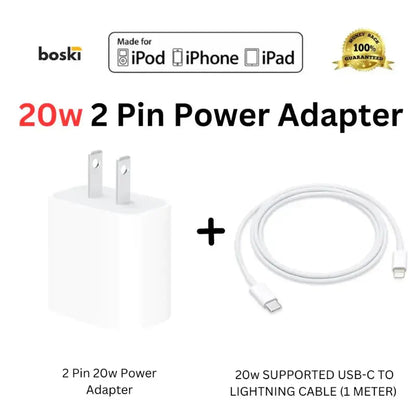 Pack of 2 : 20w 2 Pin Original Adapter with 20w Supported Cable